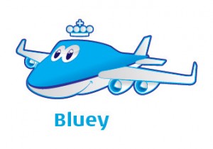 KLM com crianças Bluey